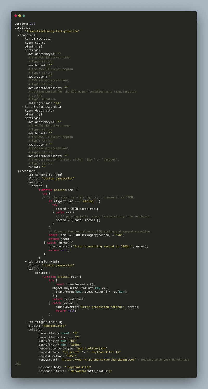Meroxa complete pipeline yaml file