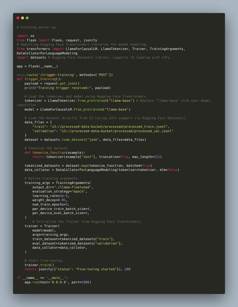 Remote training python flask code