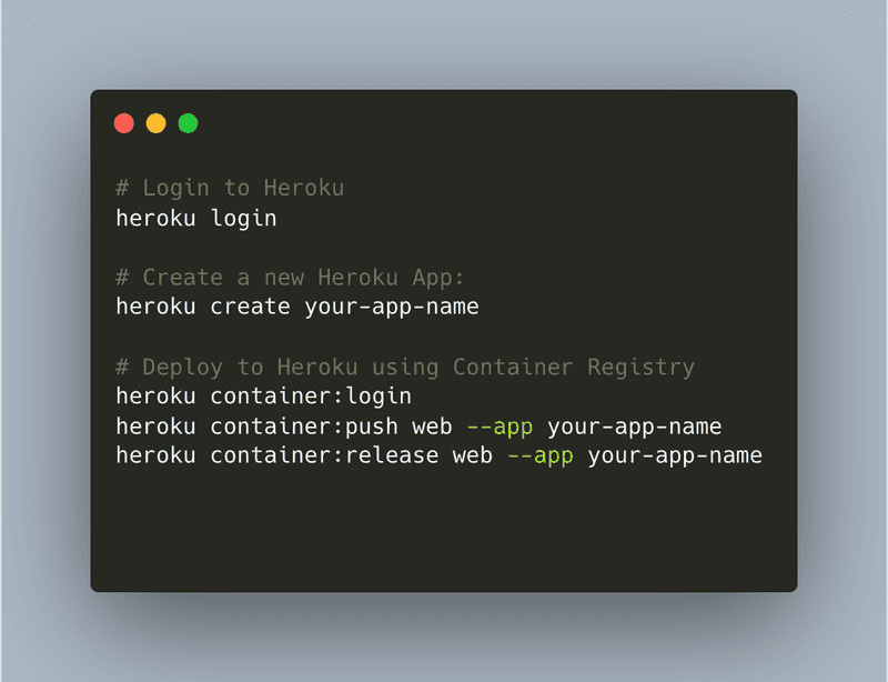 Heroku Docker deploy CLI commands
